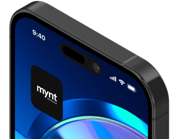 Celular aberto com app Mynt