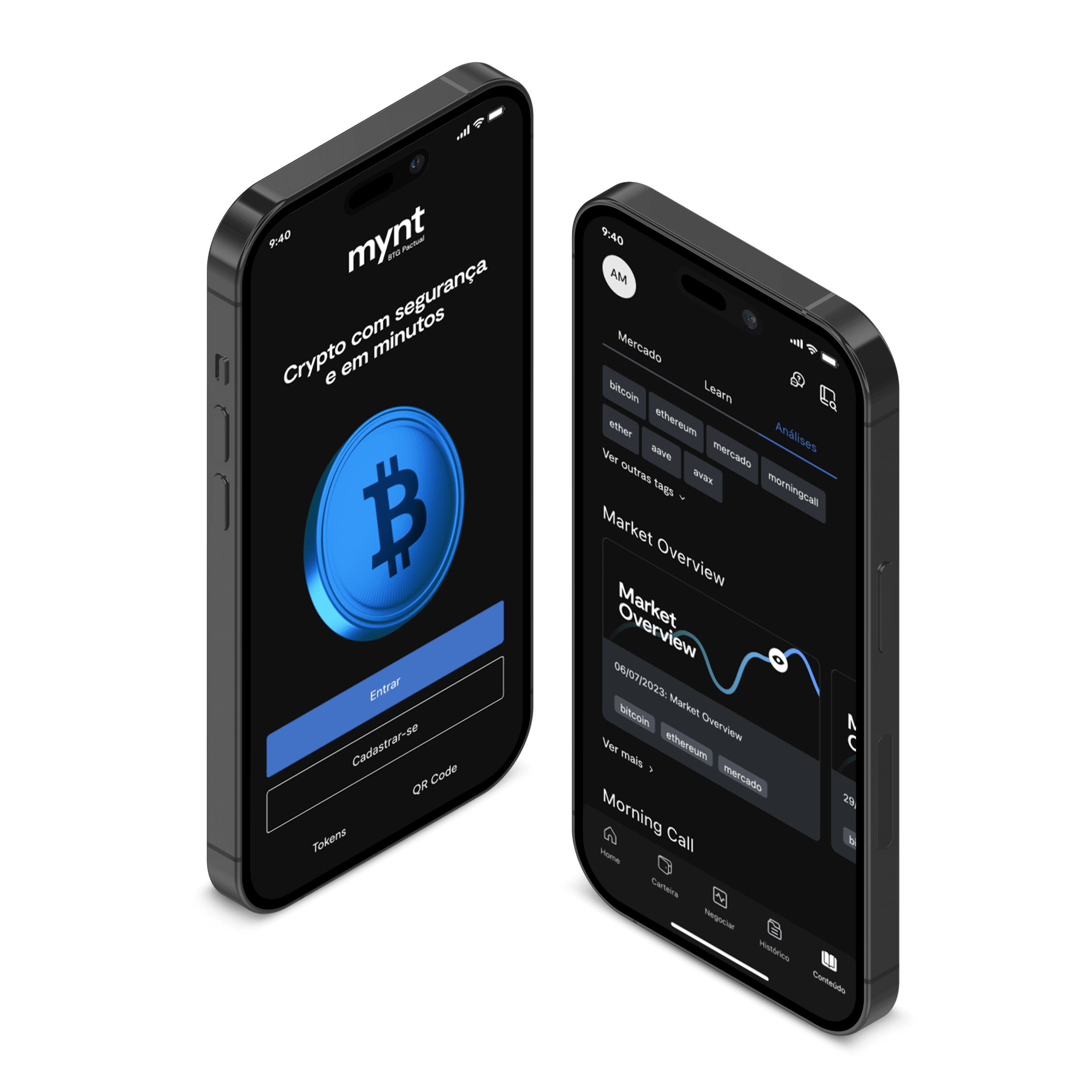 Celular com o aplicativo Mynt (BTG Pactual) instalado